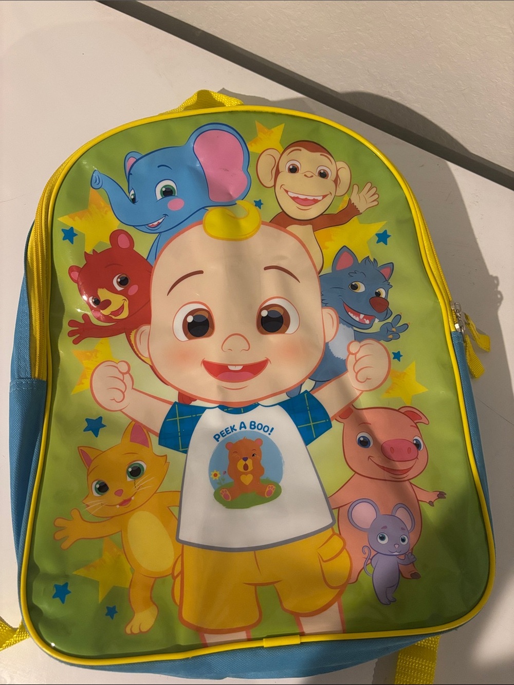 Cocomelon Kids Peek-a-Boo Cartoon Backpack - Yellow & Blue
